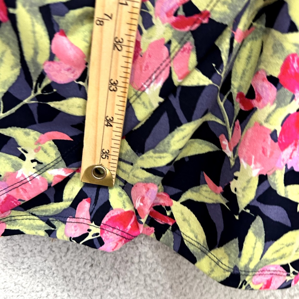 Connected Apparel Sheath Dress Women 10 Pink Floral Ruched Faux Wrap Knee Length - Picture 3 of 7